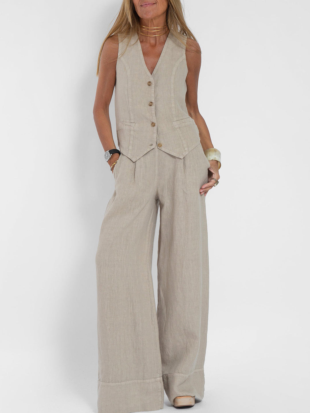 Ella | Weste Weite Hosen Set (Fast ausverkauft) für Damen