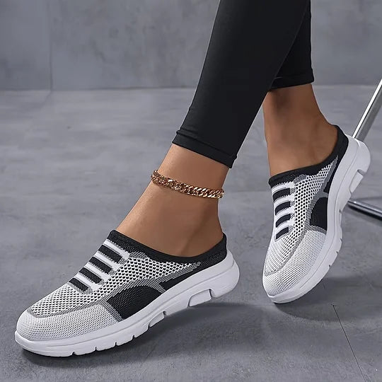 Schicke und atmungsaktive Damen Slip-On Mesh Sneakers mit flachem Absatz