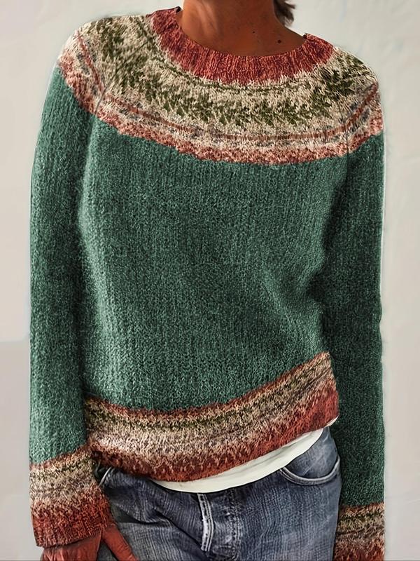 Susan | Schicker Ethno-Pullover Strickmode für Damen mit Rundhalsausschnitt