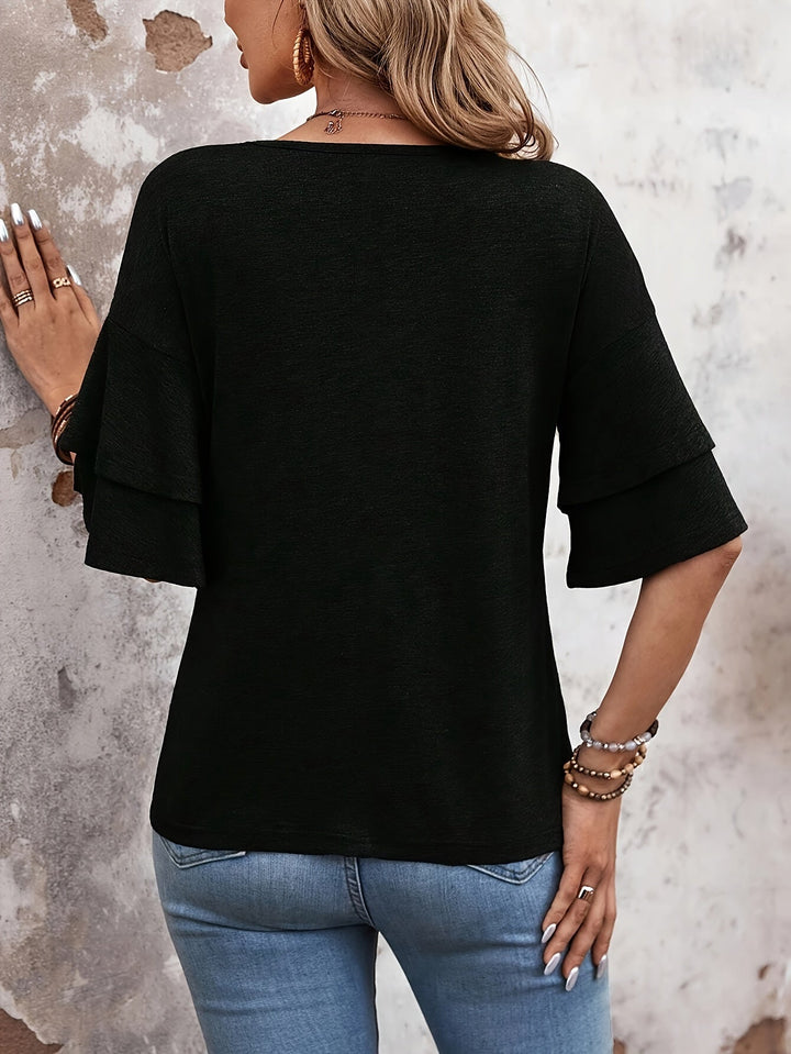 Hazel | T-Shirt für Damen mit V-Ausschnitt und weiten Ärmeln