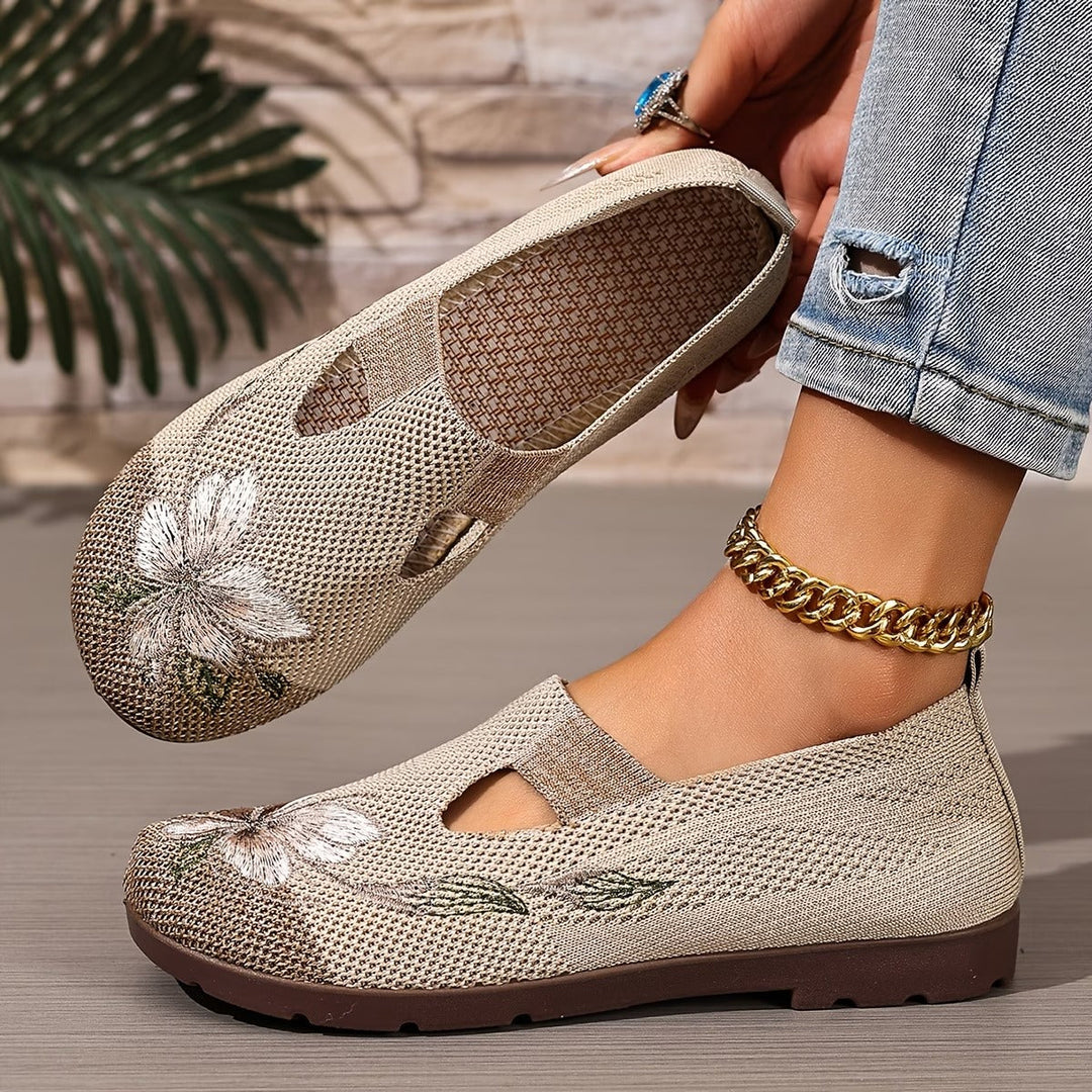 Schicke bestickte atmungsaktive Damenschuhe für Damen mit Blumenmuster