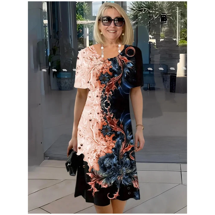 Helena | Zeitloses Florales Sommerkleid für Damen mit Rundhalsausschnitt