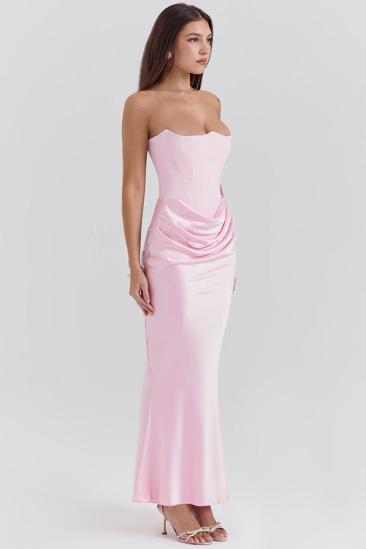 Hera | Elegantes Retro-Einfarbiges Trägerloses Partykleid für Damen