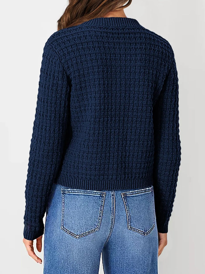 Harper | Strickjacke für Damen mit Knopfleiste und Rundhalsausschnitt