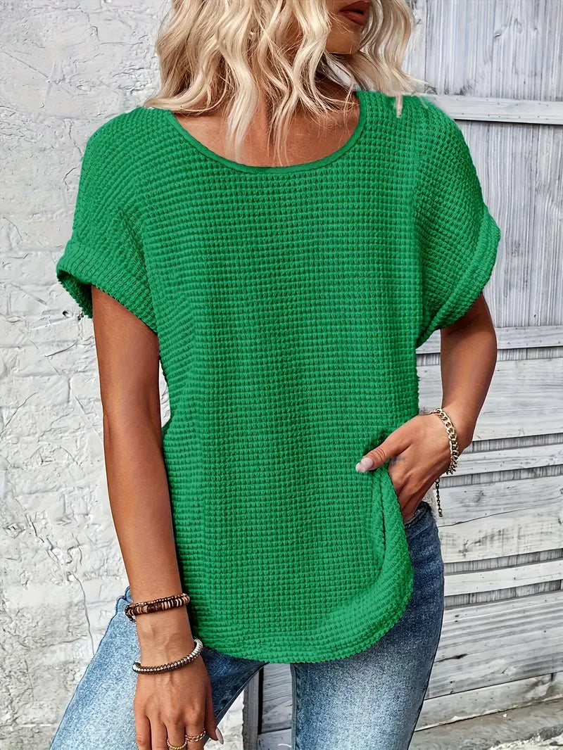 Oliv | Bequemes Rundhals-T-Shirt mit Rundhalsausschnitt