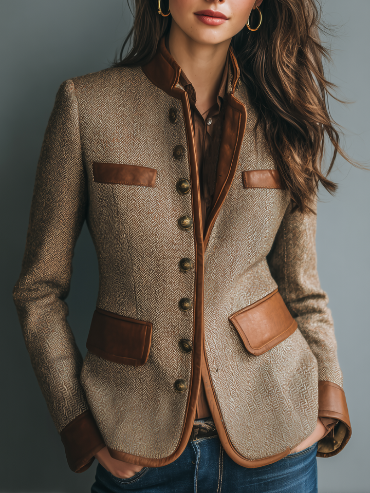 Verena | Vintage-Jacke für Damen mit Zierbesatz und Taschen