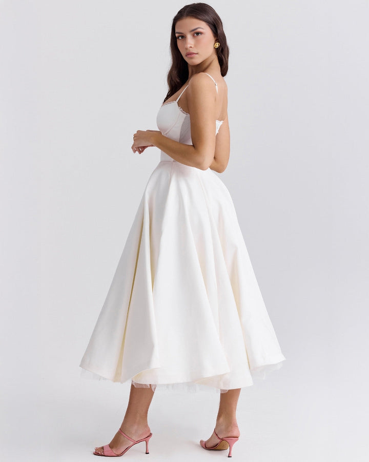 Ophira | Elegantes Korsett-Midi-Kleid für Damen mit Spaghettiträgern