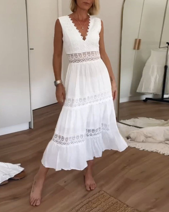Alexa | V-Ausschnitt Cami Kleid mit langen Ärmeln