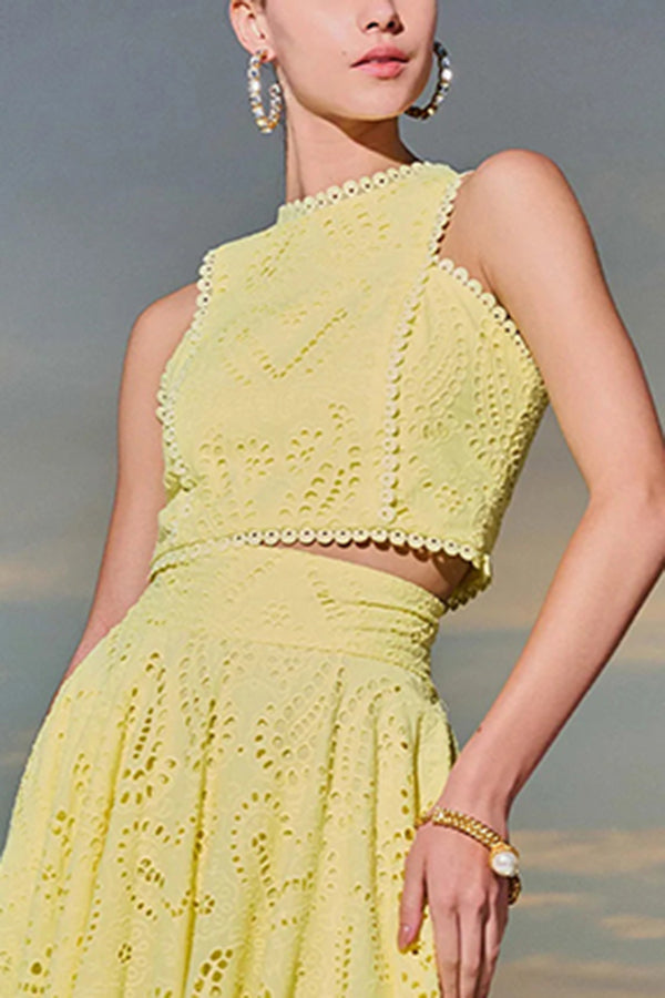 Althea | Romantisches Co-ord-Set für Damen mit Blumenmuster und Rundhalsausschnitt