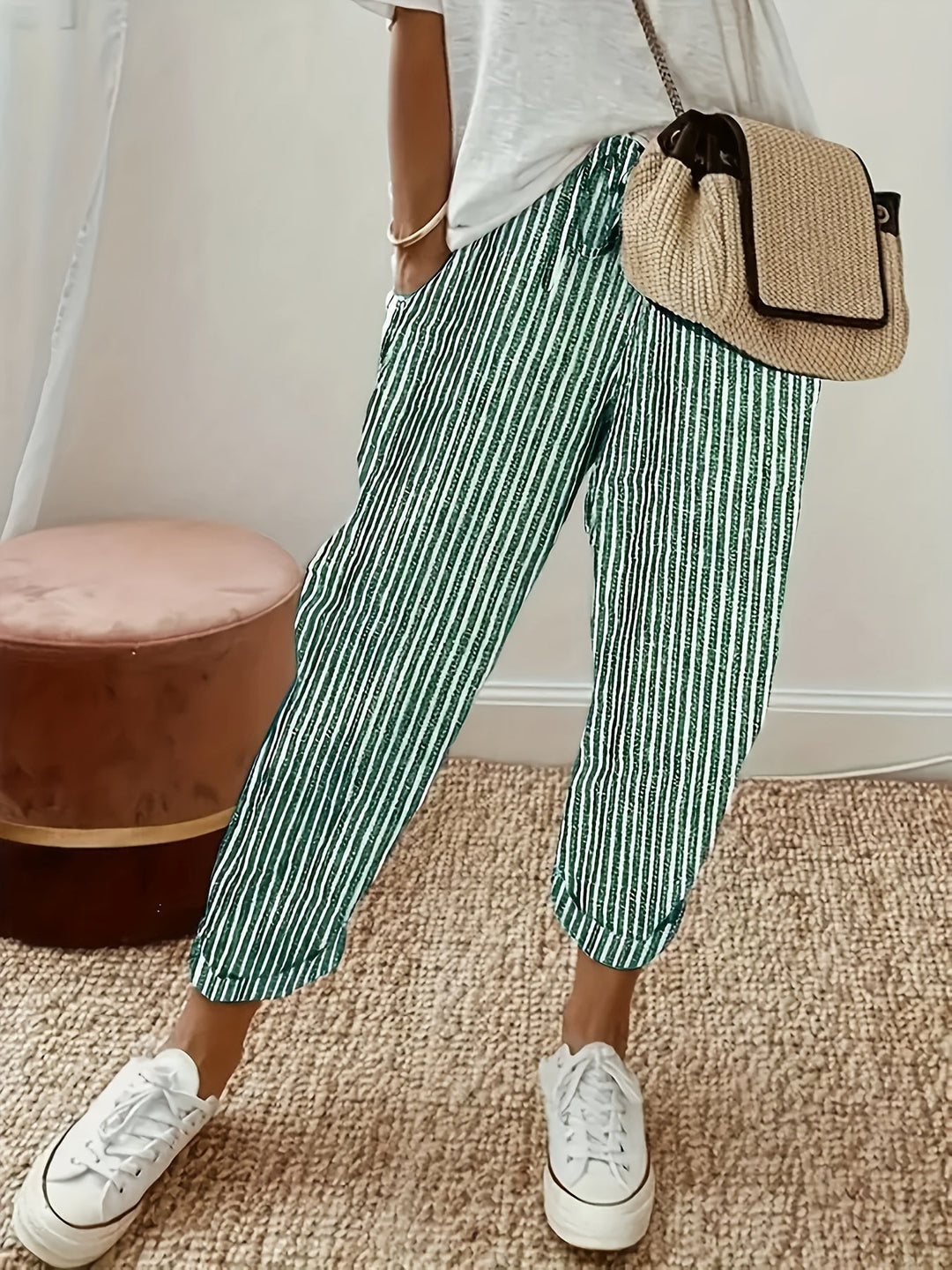 Elena | Gestreifte Hose mit weitem Bein und Streifen
