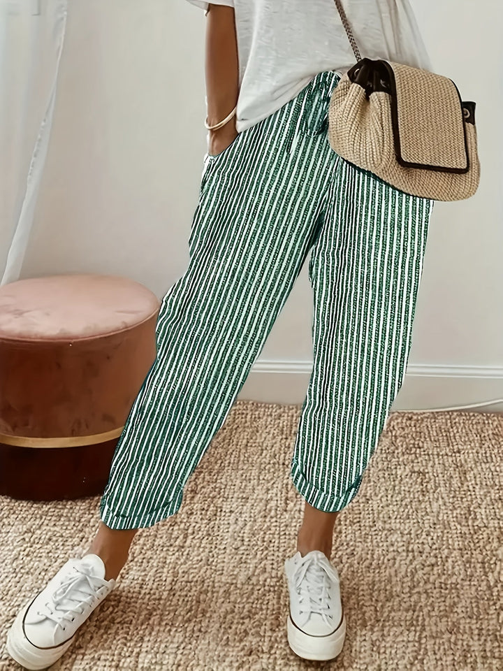 Elena | Gestreifte Hose mit weitem Bein und Streifen