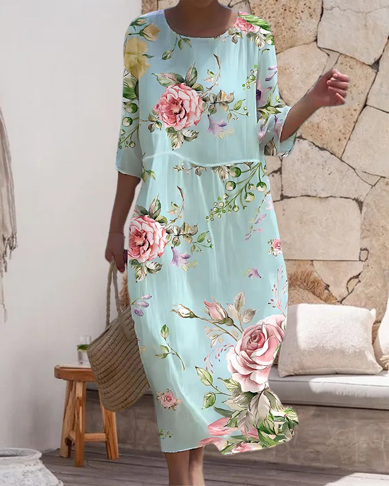 Miranda | Elegantes Blumenkleid, Das Den Bauch Kaschiert für Damen