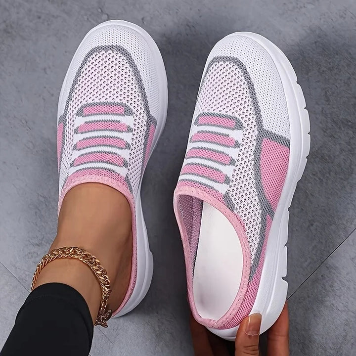 Schicke und atmungsaktive Damen Slip-On Mesh Sneakers mit flachem Absatz