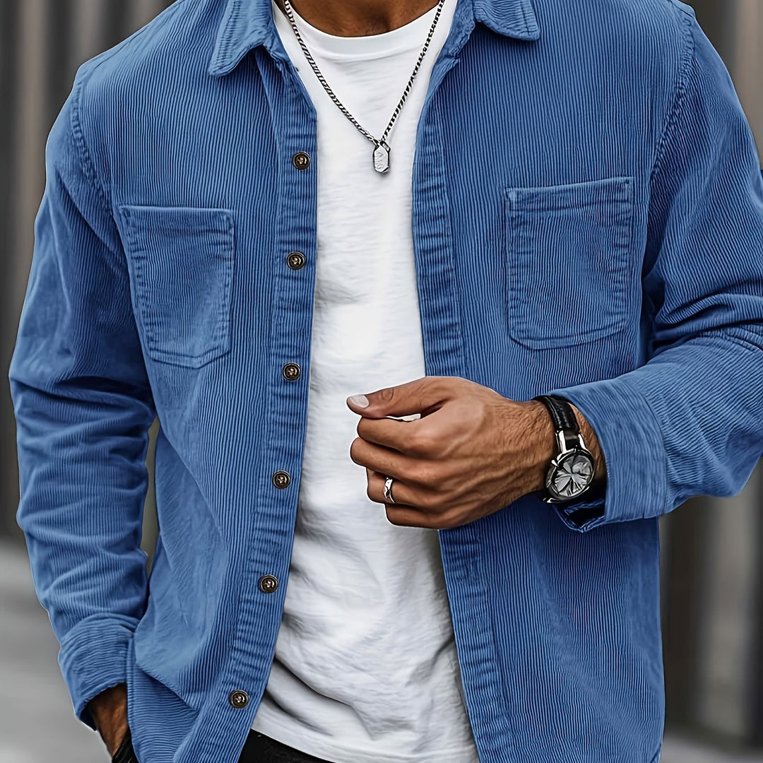 Lukas | Herren Langarm-Overshirt mit Knöpfen und Taschen