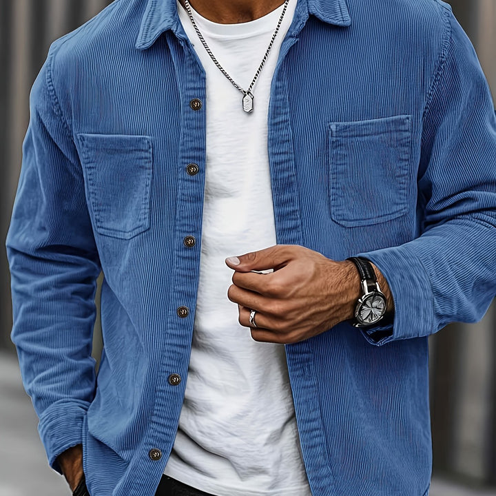 Lukas | Herren Langarm-Overshirt mit Knöpfen und Taschen