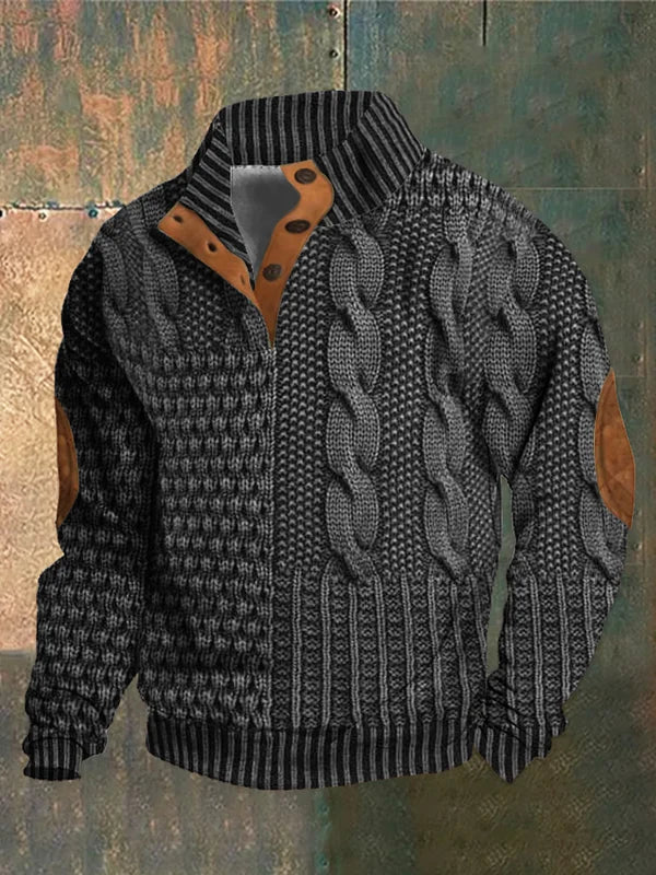 Basil | 3D-Print Pullover für Herren mit Muster und Rundhalsausschnitt