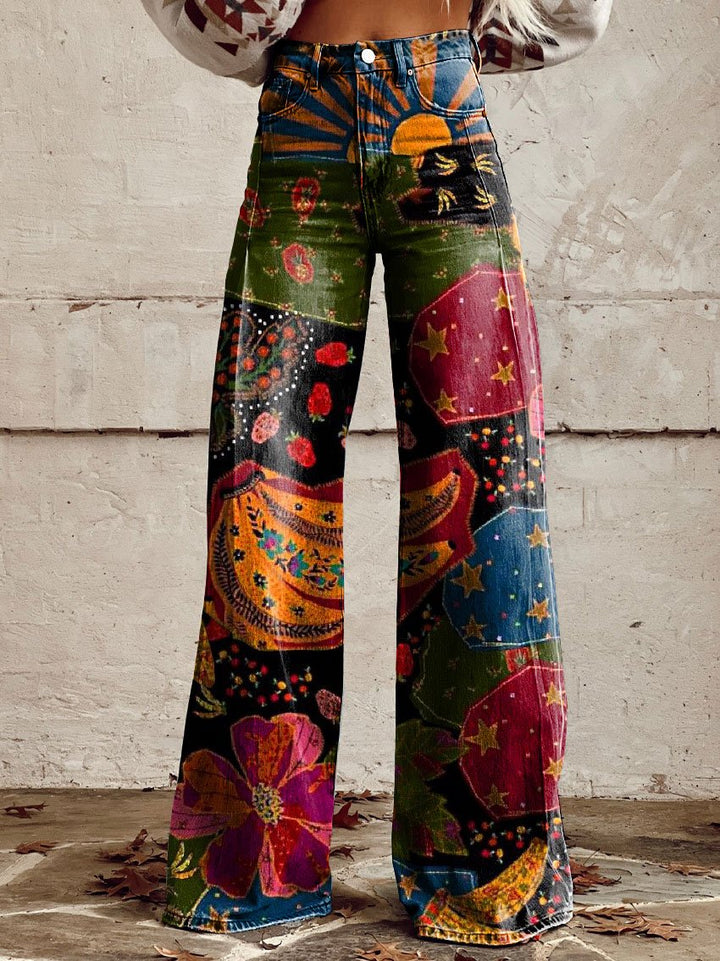 Chloé | Boho Vintage Hose für Damen mit weiter Passform und hohem Bund