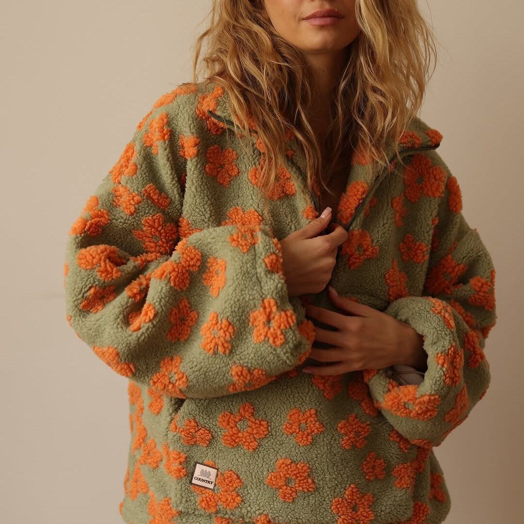 Daisy | Langarm-Hoodie für Damen mit Blumenmuster und Kapuze