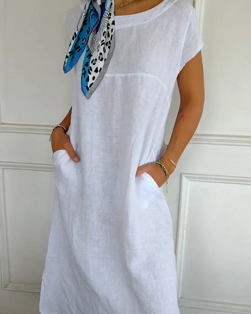 Brenna | Lässiges Kleid für Damen mit Rundhalsausschnitt und kurzen Ärmeln