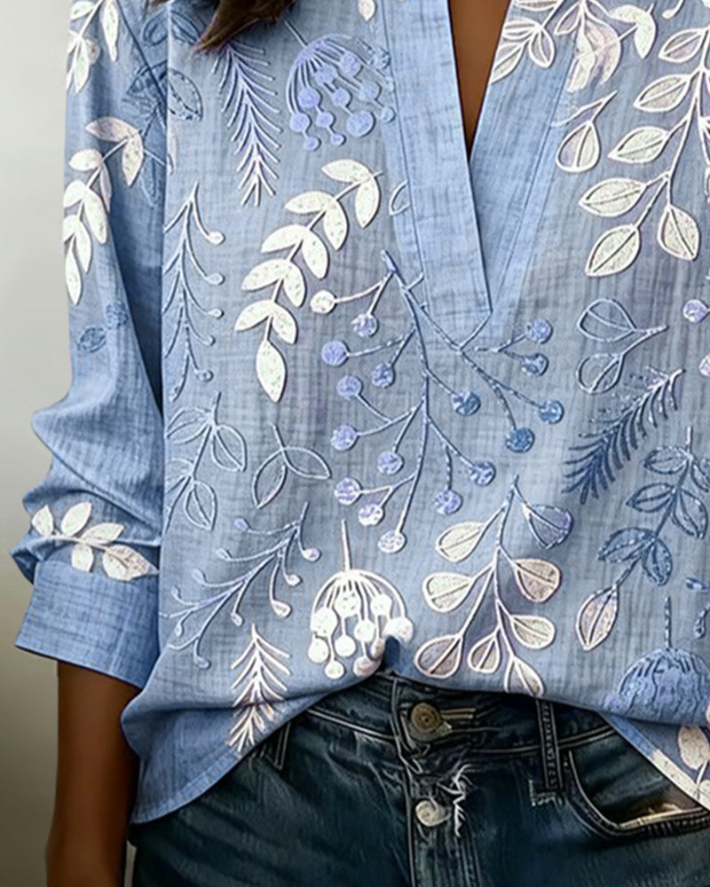 Eleni | Bluse für Damen mit hohem Hals und floralem Druck