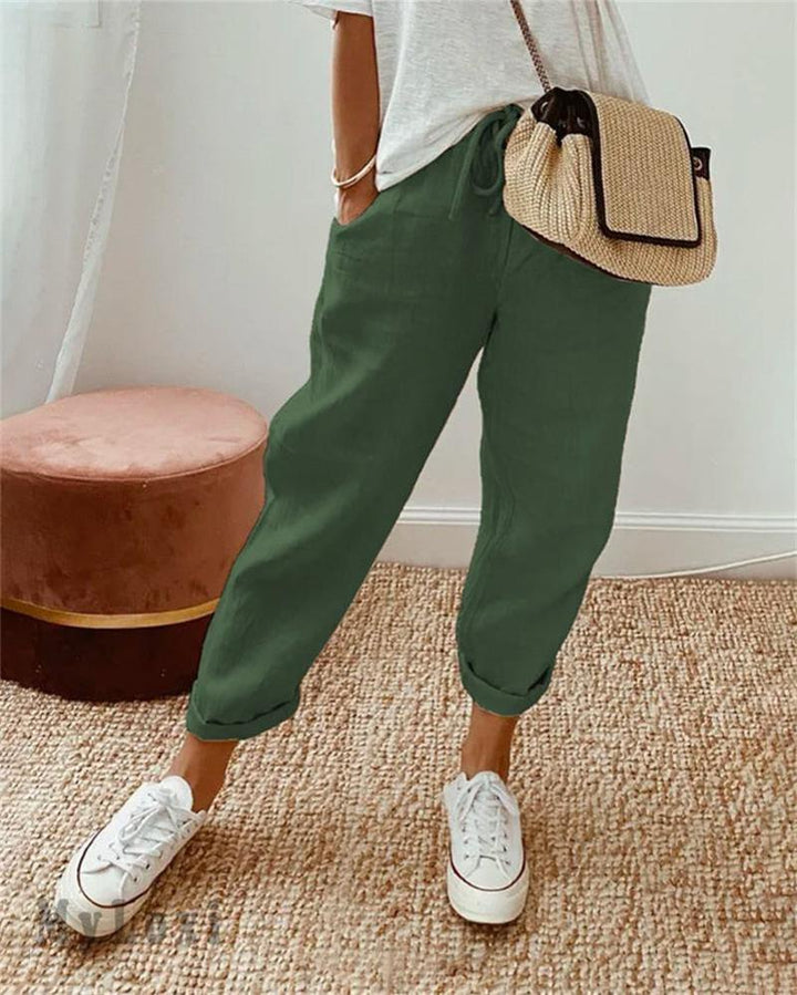 Damen Relaxed Fit Hose mit hohem Bund