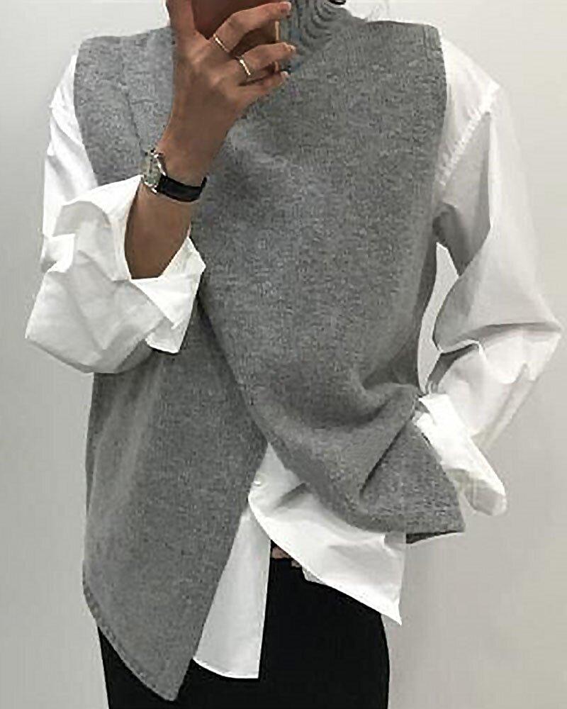 Krista | Lockeres Stricktop für Damen mit asymmetrischem Saum