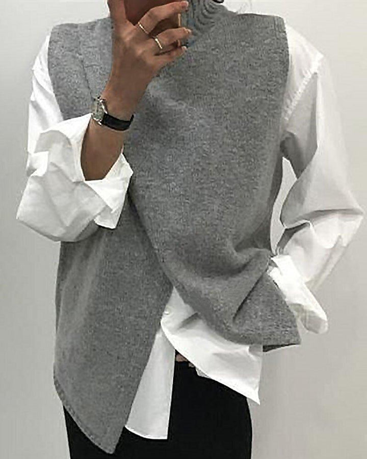 Krista | Lockeres Stricktop für Damen mit asymmetrischem Saum