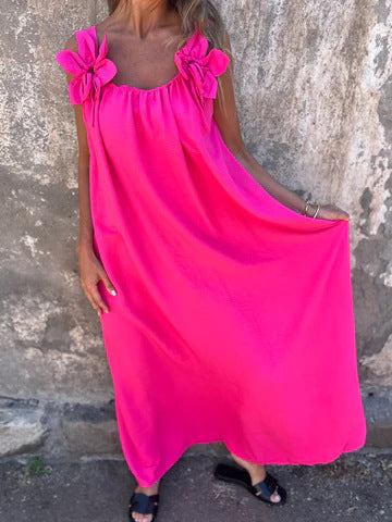 Stacey | Geblümtes Maxikleid für Damen mit U-förmigem Ausschnitt