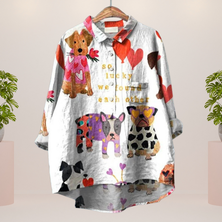 Freya | Trendy Modisches Print Kunst Shirt für Damen mit langen Ärmeln