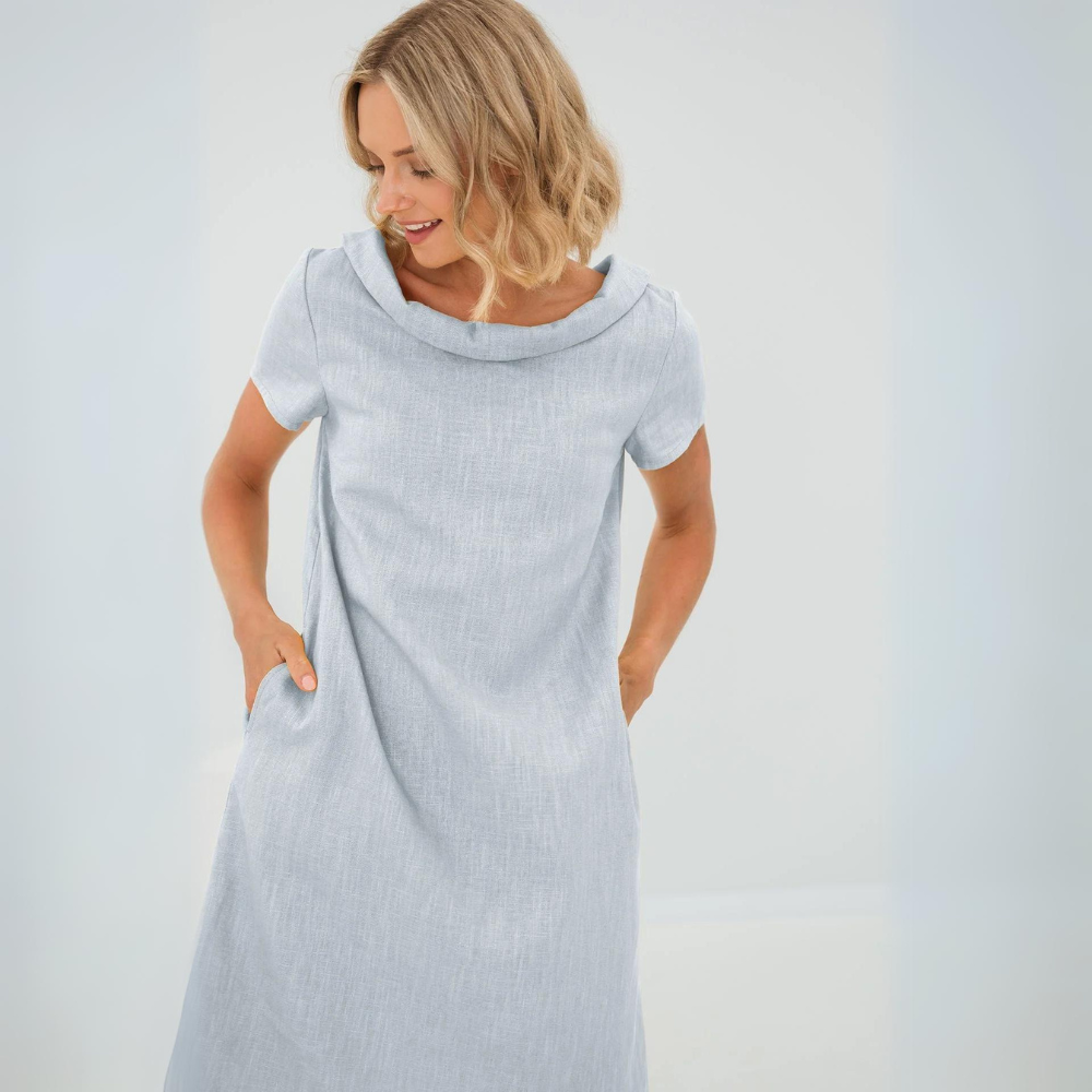 Damen Minikleid mit kurzen Ärmeln und Taschen