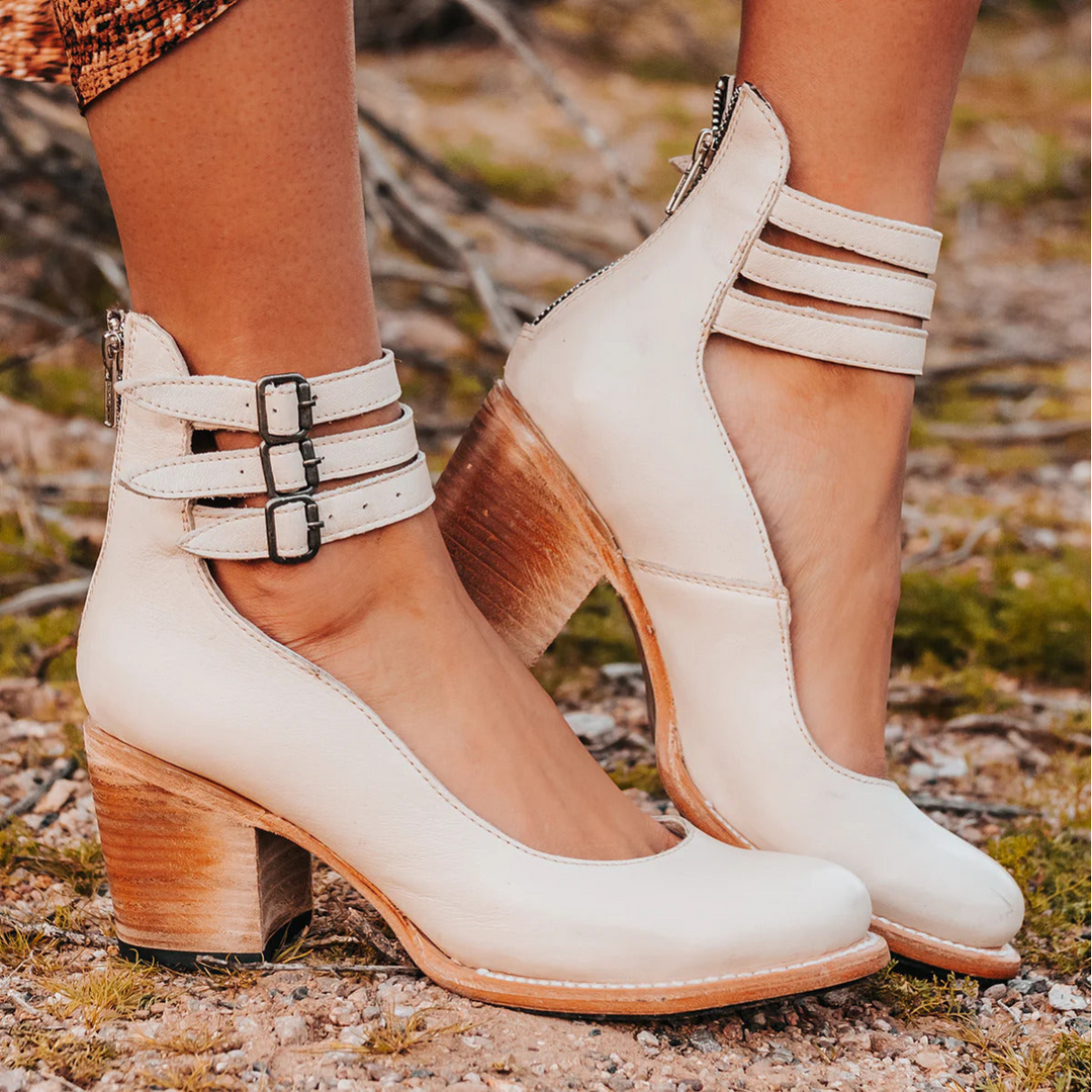 CAMILLE | Pumps für Damen mit Riemen | bequemer Blockabsatz