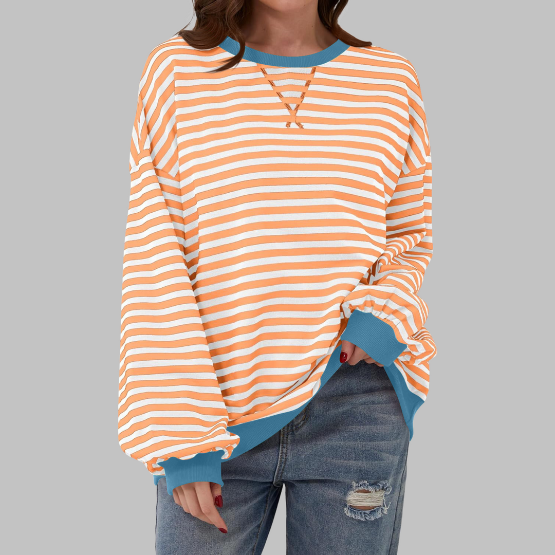 LUKA | Gestreiftes Langarm-Casual-Sweatshirt für Damen mit Rundhalsausschnitt