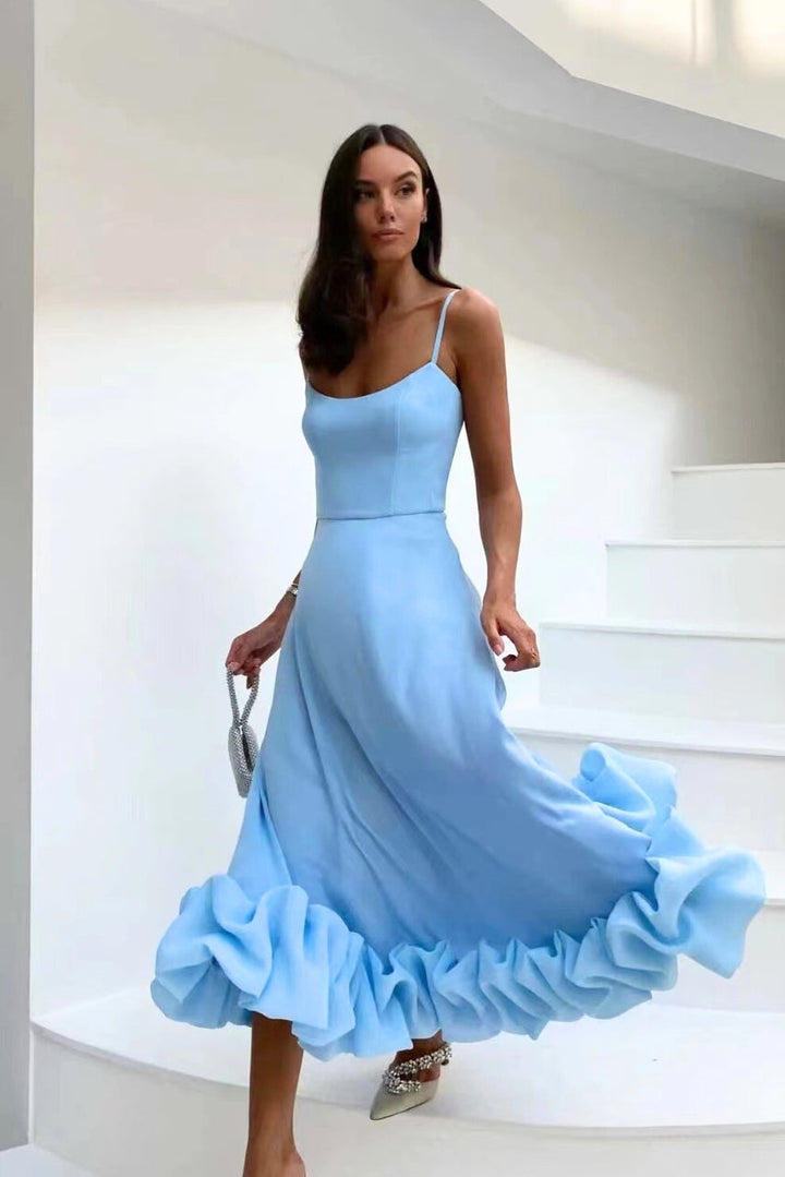 Ariana | Anmutiges Fließendes Midikleid für Damen mit eckigem Ausschnitt