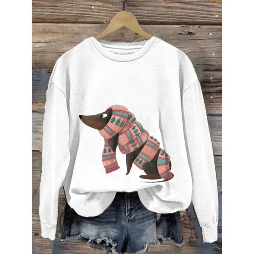 Damen Sweatshirt mit langen Ärmeln und Rundhalsausschnitt