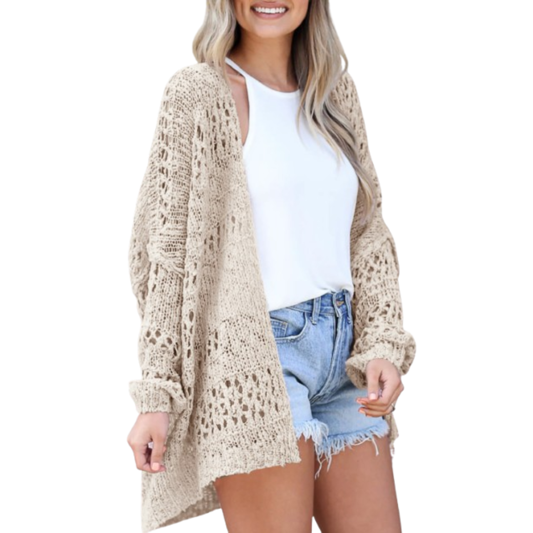Arizela | Leichter Übergroßer Boho Cardigan für Damen mit Rundhalsausschnitt