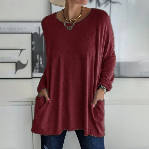 Aelira | Lässiges Langarmshirt für Damen mit Rundhalsausschnitt und langen Ärmeln