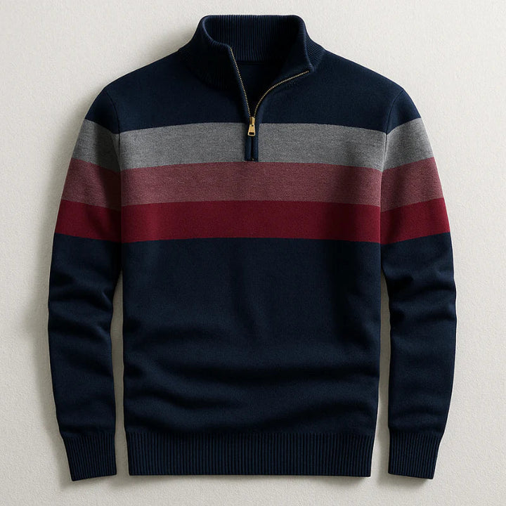 Gestreifter LORVEN Pullover für Herren mit Streifen und Stehkragen