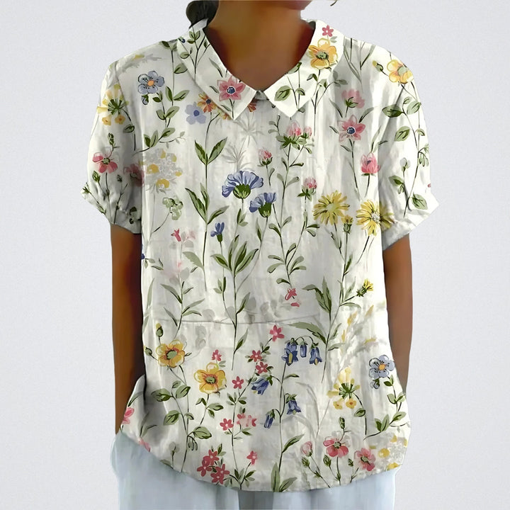 Lina | Stilvolle Bluse für Damen mit Blumenmuster und Rundhalsausschnitt