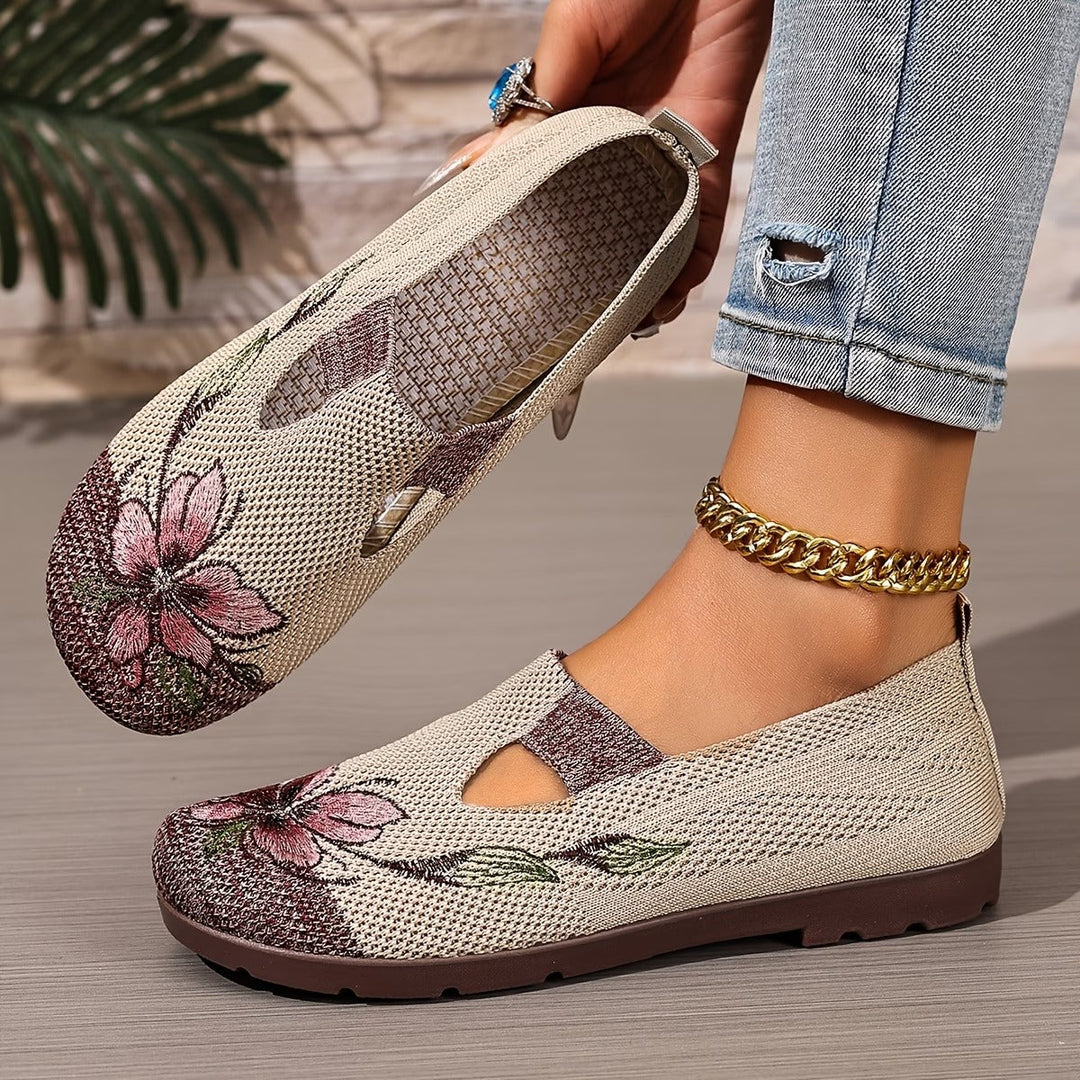 Schicke bestickte atmungsaktive Damenschuhe für Damen mit Blumenmuster