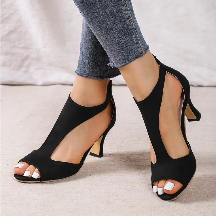 Hinterreißverschluss Fischarme Heelschuhe für Damen