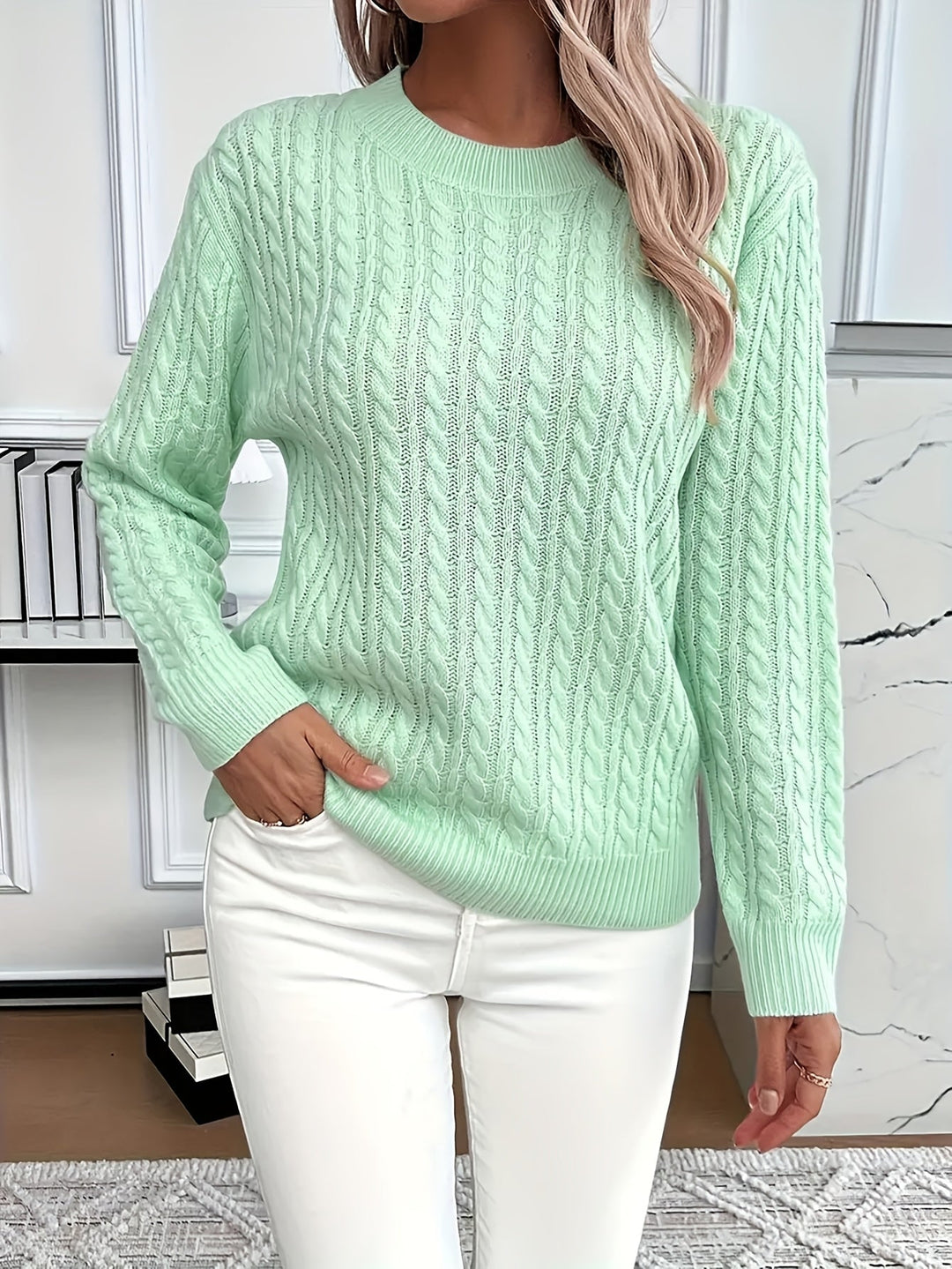 Nadia | Lässiger Strickpullover für Damen mit Rundhalsausschnitt und langen Ärmeln