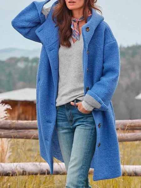 Melina | Damen Mantel Langarm Casual Plüsch Jacke mit Kapuze