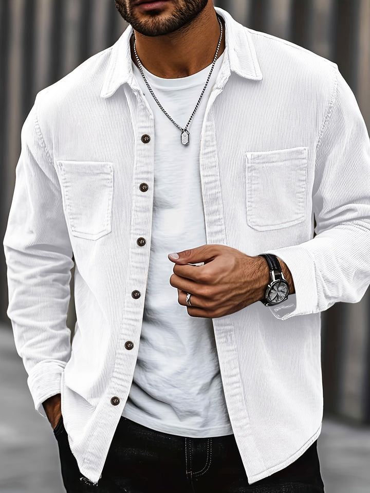 Lukas | Herren Langarm-Overshirt mit Knöpfen und Taschen