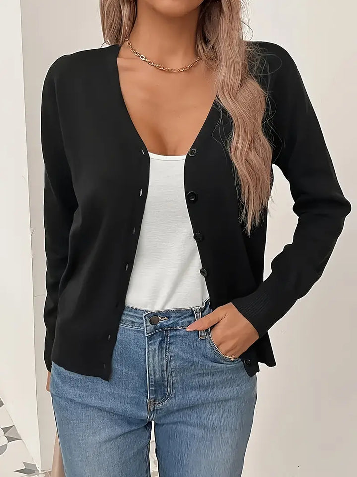 Odele | Anmutiger Minimalistischer Cardigan für Damen mit V-Ausschnitt