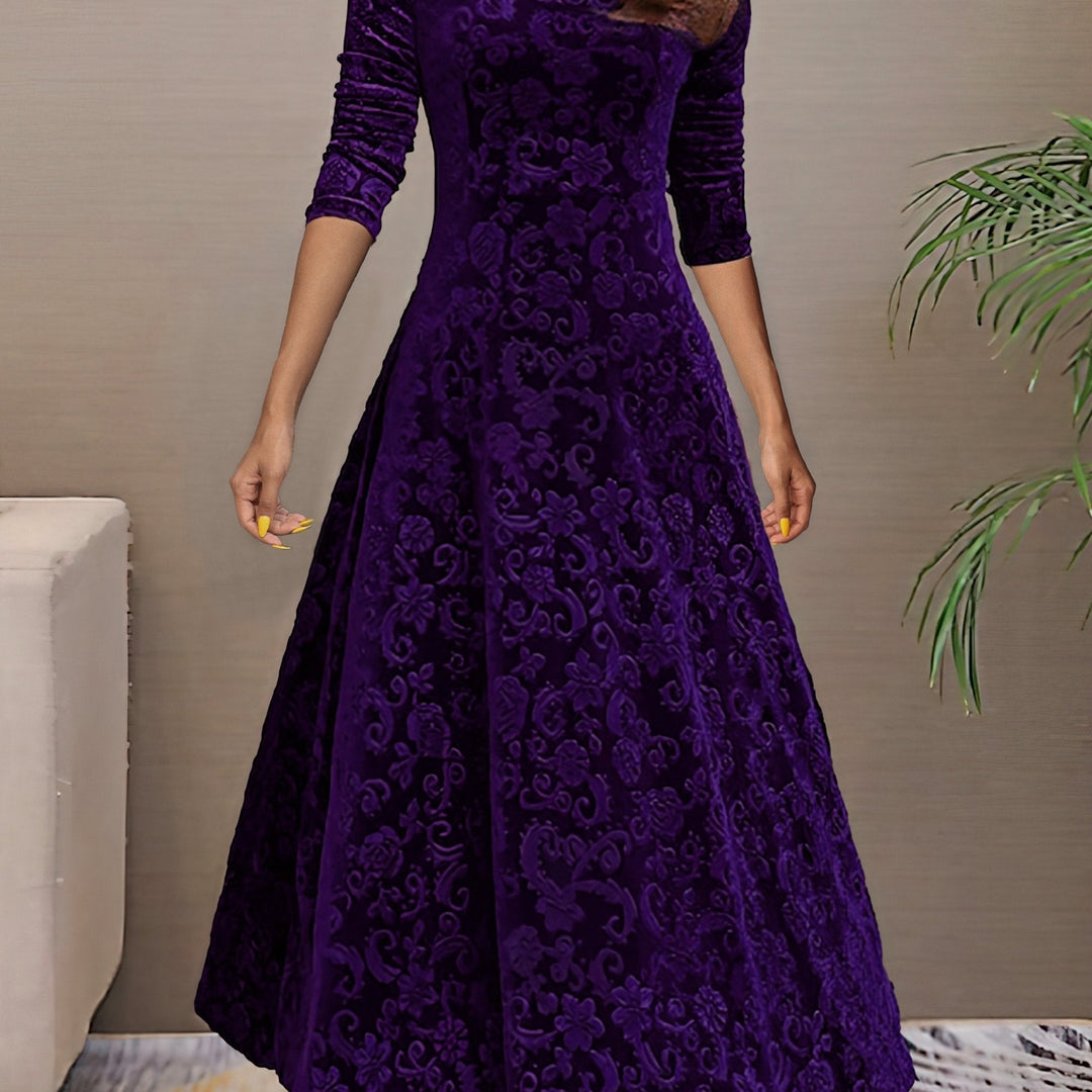 Nancy | s Feiertagskleid für Damen mit Blumenmuster und V-Ausschnitt
