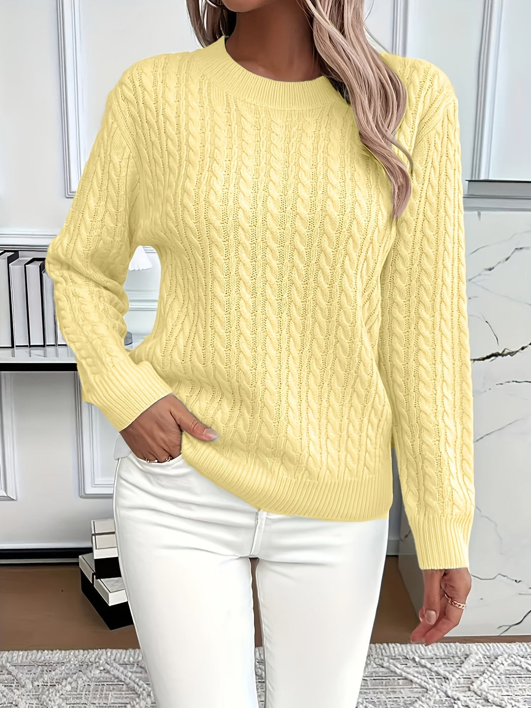 Nadia | Lässiger Strickpullover für Damen mit Rundhalsausschnitt und langen Ärmeln