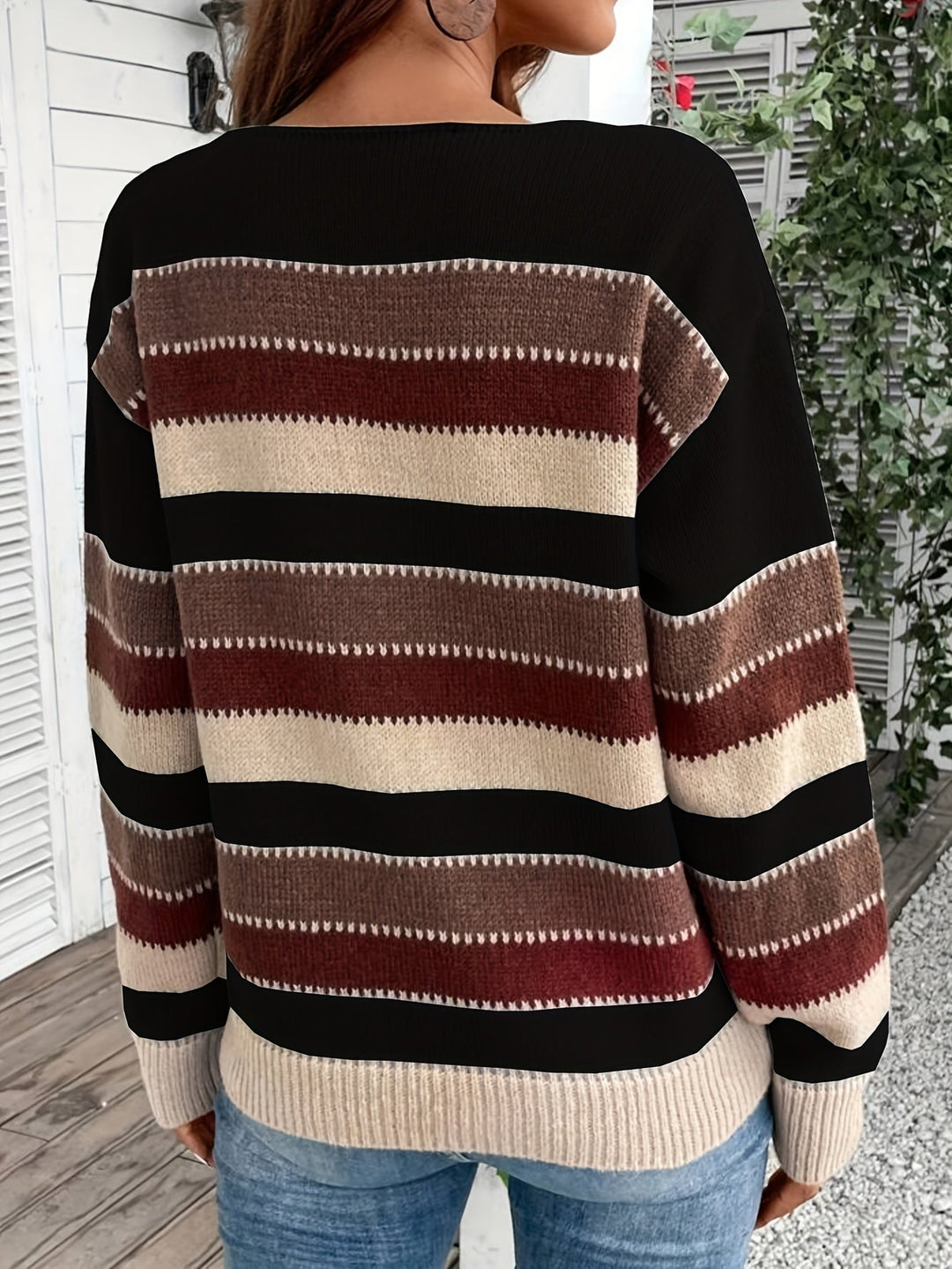 Leni | Damen Pullover mit Rundhalsausschnitt, gestreift