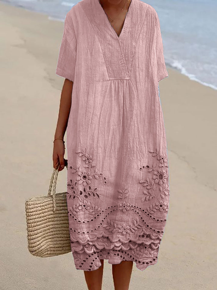 Evessa | Sommer Gedrucktes Kleid mit Blumenmuster und V-Ausschnitt