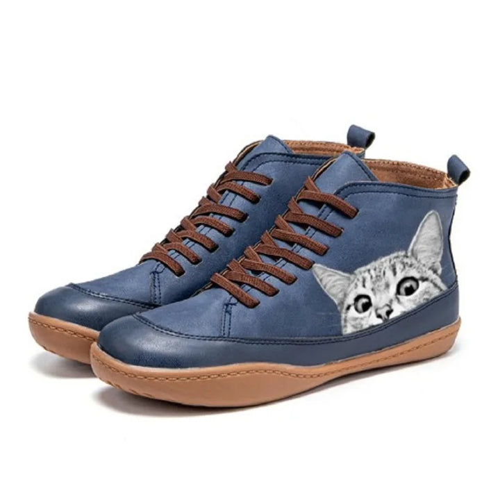 Monika | Katzenleder-Stiefeletten für Damen mit niedrigem Absatz