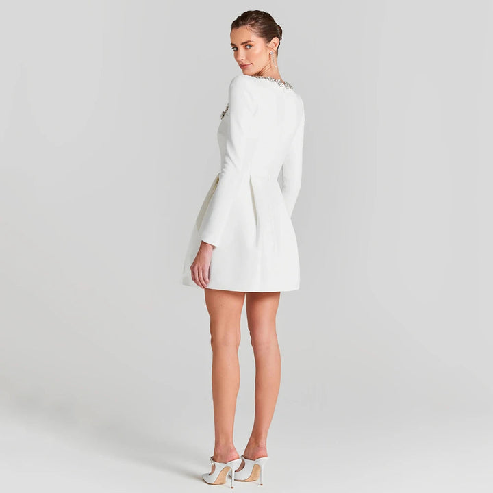 Barbara | Minikleid für Damen mit Rundhalsausschnitt und langen Ärmeln